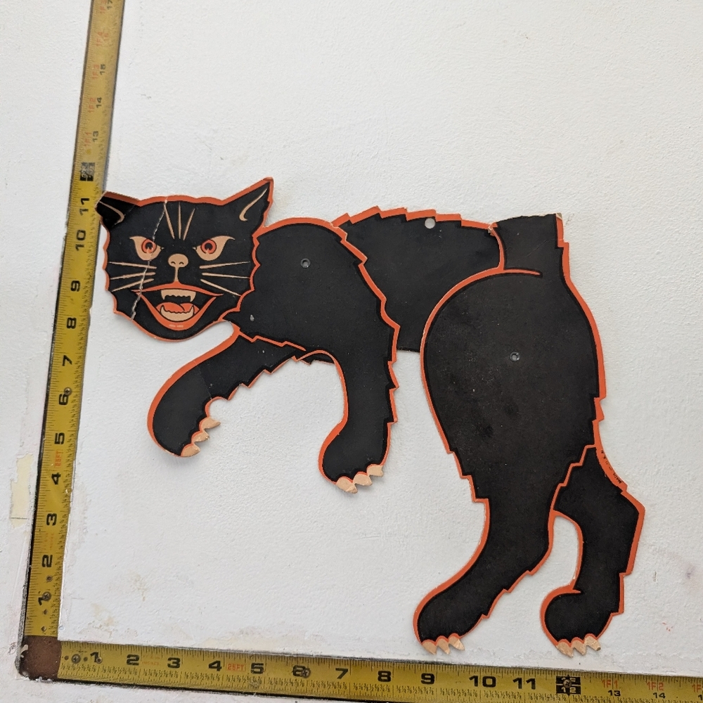 Vintage 1930s–40s Articulated Halloween Black Cat Decorations 5 Beistle Style - Picture 2 of 8